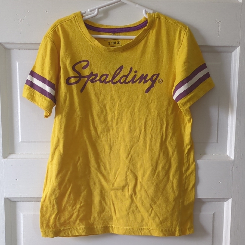 Spalding Yellow Kids T-Shirt Small 8 Boys